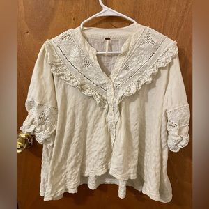 Free People Lace Blouse Small Off White